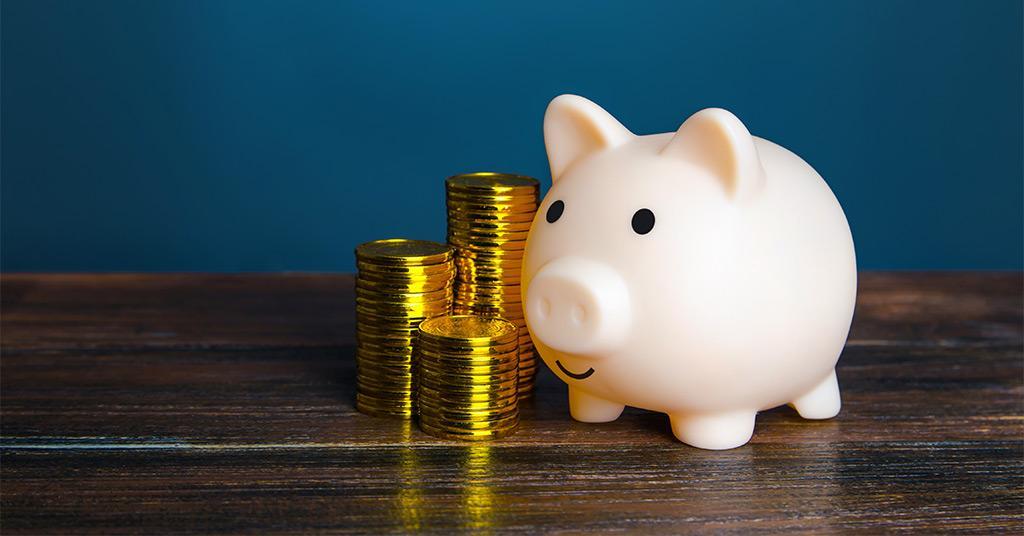 Emergency loans piggy bank with coins
